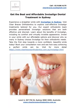 Get the Best and Affordable Invisalign Dental Treatment in Sydney