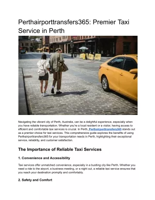 Perthairporttransfers365 : Premier Taxi Service in Perth