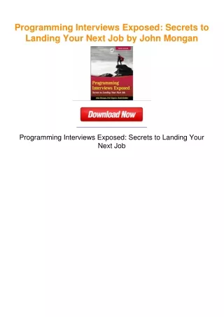 Programming Interviews Exposed: Secrets to Landing Your Next Job by John