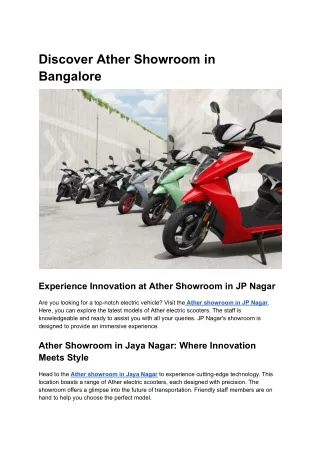 Discover Ather Showroom in Bangalore