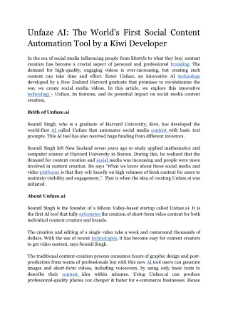 Unfaze AI The World's First Social Content Automation Tool by a Kiwi Developer