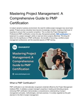 Mastering Project Management_ A Comprehensive Guide to PMP Certification