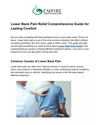Lower Back Pain Relief Comprehensive Guide for Lasting Comfort