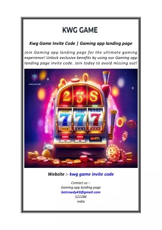 Kwg Game Invite Code Gaming app landing page