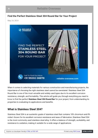 Find the Perfect Stainless Steel 304 Round Bar for Your Project
