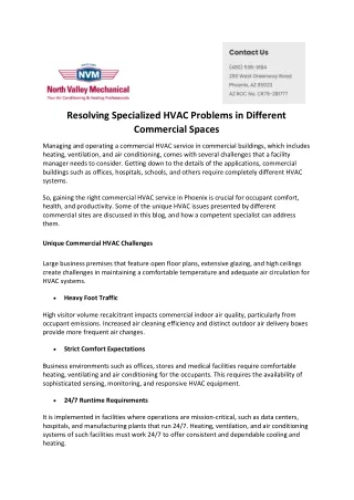 Resolving Specialized HVAC Problems in Different Commercial Spaces