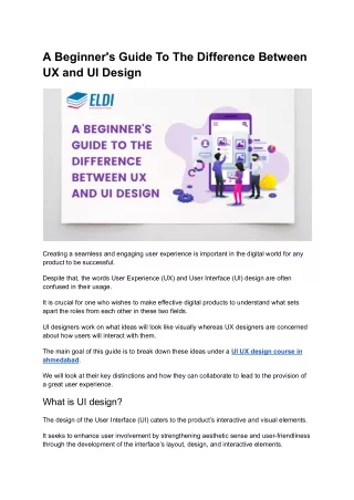 A Beginner's Guide To The Difference Between UX and UI Design