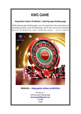 Kwg Game Colour Prediction  Gaming app landing page