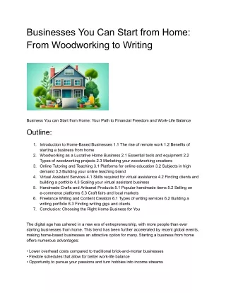 Businesses You Can Start from Home- From Woodworking to Writing