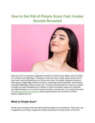 Fade Pimple Scars Faster: Unveiling Dermatologist-Approved Tips