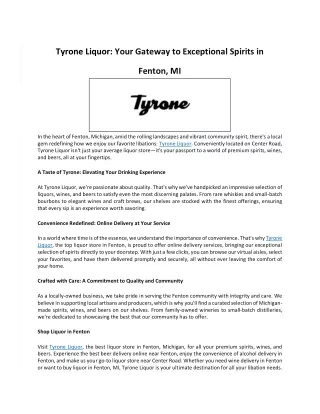 Tyrone Liquor: Your Gateway to Exceptional Spirits in Fenton, MI