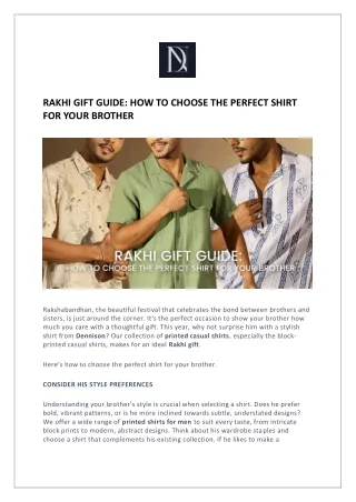 RAKHI GIFT GUIDE: HOW TO CHOOSE THE PERFECT SHIRT FOR YOUR BROTHER
