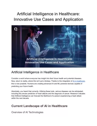 Artificial Intelligence in Healthcare_ Innovative Use Cases and Application