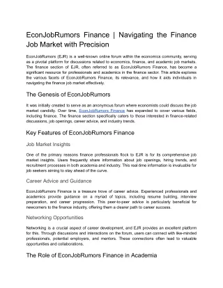 EconJobRumors Finance_ Navigating the Finance Job Market with Precision
