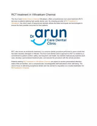 RCT treatment in Villivakkam Chennai