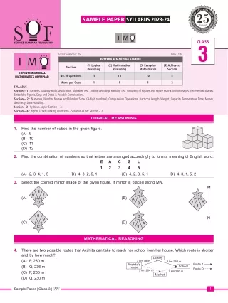 International Mathematics Olympiad (IMO) Class 3 Sample Paper