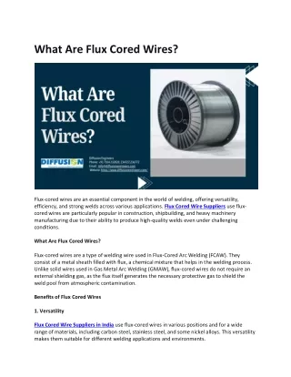 What Are Flux Cored Wires