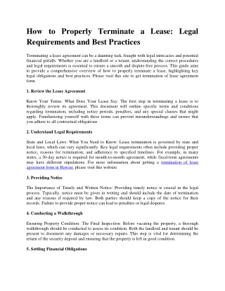 How to Properly Terminate a Lease: Legal Requirements and Best Practices