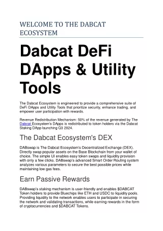 WELCOME TO THE DABCAT  ECOSYSTEM