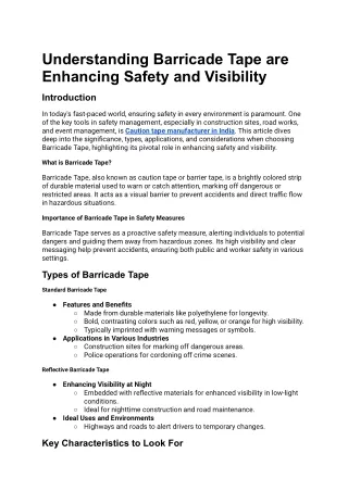 Understanding Barricade Tape are Enhancing Safety and Visibility