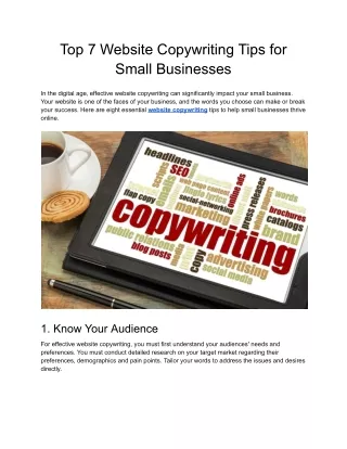 Top 7 Website Copywriting Tips for Small Businesses