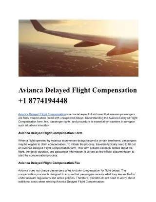 Avianca Delayed Flight Compensation
