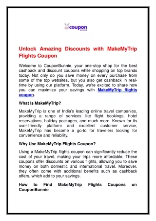 Unlock Amazing Discounts with MakeMyTrip Flights Coupon
