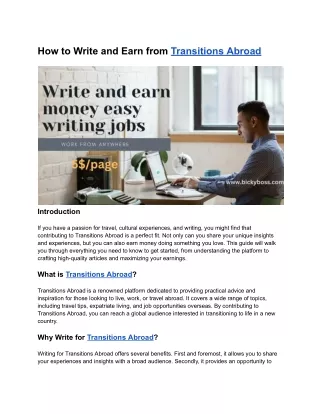 How to Write and Earn from Transitions Abroad