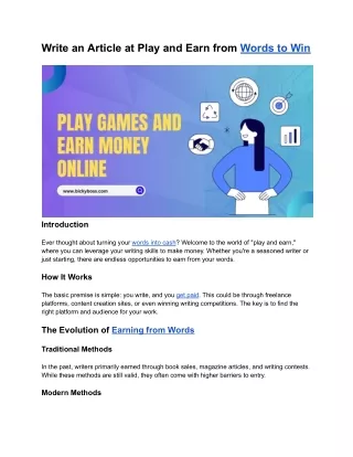 Write an Article at Play and Earn from Words to Win