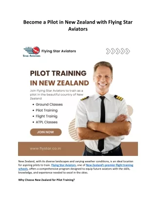 Become a Pilot in New Zealand with Flying Star Aviators