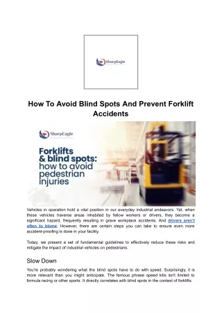 How To Avoid Blind Spots And Prevent Forklift Accidents