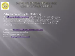 Advance online Digital Marketing