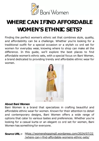 Where Can I Find Affordable Women’s Ethnic Sets