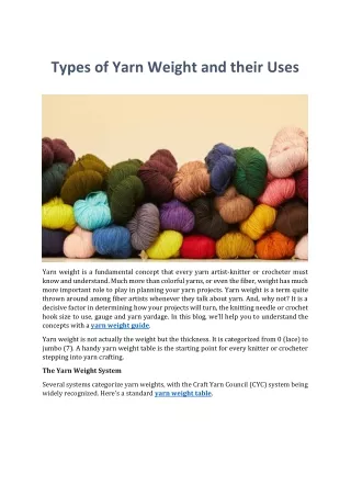 Types of Yarn Weight and their Uses