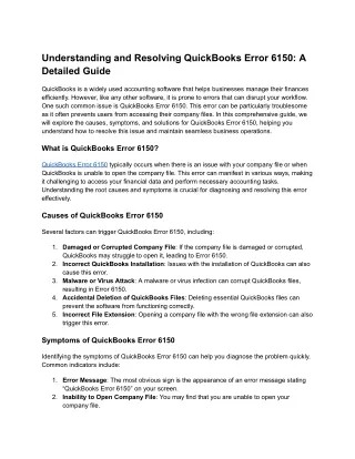 Understanding and Resolving QuickBooks Error 6150_ A Detailed Guide