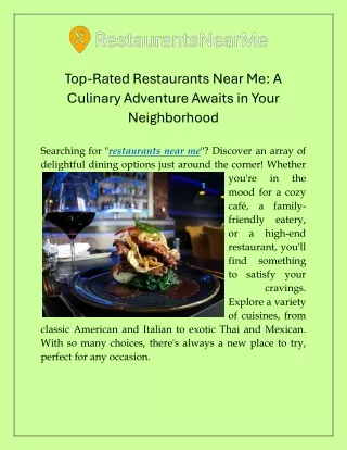 Top Rated Restaurants Near Me A Culinary Adventure Awaits in Your Neighborhood