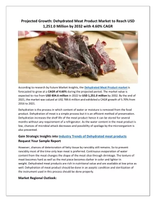 Dehydrated Meat Product Market