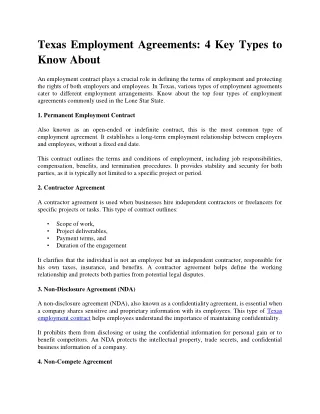 Texas Employment Agreements: 4 Key Types to Know About