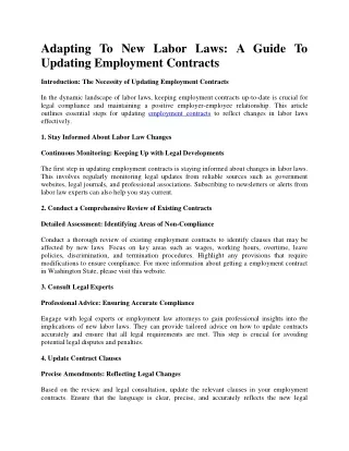 Adapting to New Labor Laws: A Guide to Updating Employment Contracts