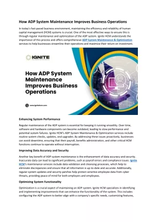 How ADP System Maintenance Improves Business Operations