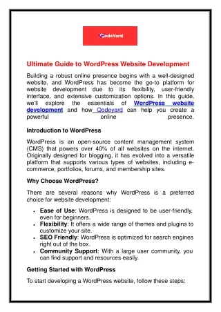 Ultimate Guide to WordPress Website Development