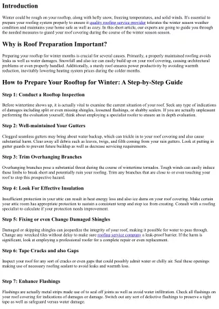 Exactly how towards Prep Your Rooftop for Winter months