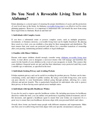 Do You Need a Revocable Living Trust in Alabama?