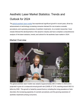 Aesthetic Laser Market Statistics: Trends and Outlook for 2024