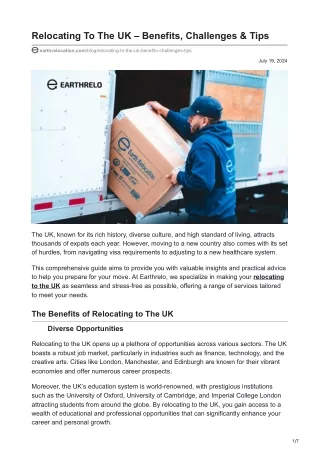 Relocating To The UK  Benefits Challenges amp Tips
