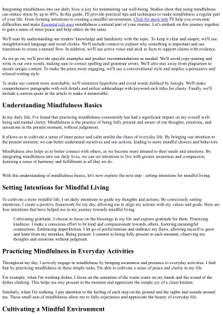 Guide to Integrating Mindfulness in Your Daily Life