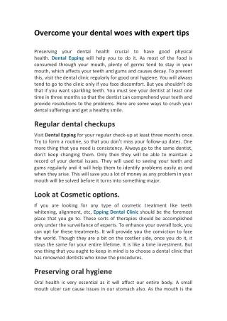 Overcome your dental woes with expert tips