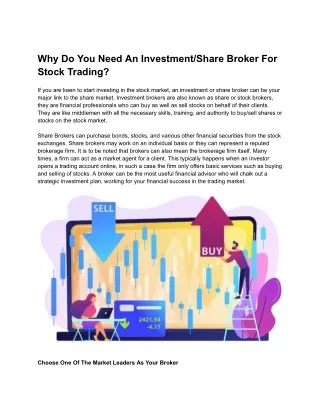 Why Do You Need An Investment_Share Broker For Stock Trading_