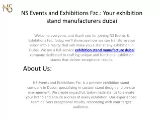 NS Events and Exhibitions Fzc. Your exhibition stand manufacturers dubai