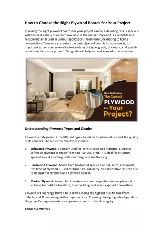 How to Choose the Right Plywood Boards for Your Project